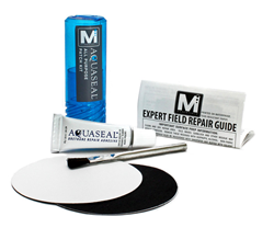 aquaseal, repair kit, m essentials, aquaseal patch kit, mcnett, wetsuit repairs, ripped wetsuit, watersports gear