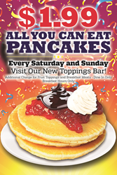 Roy Rogers presents All You Can Eat Pancake Weekends for $1.99 now through May 25th!