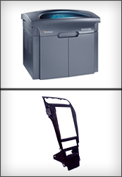 Havis is enhancing business development with a new Stratasys 3D Printer (top). Bottom photo shows a miniature 3D print of the new Havis Integrated Control System.