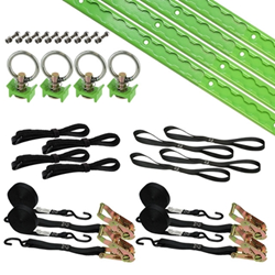 Image of Kawasaki green motorcycle tie down kit from US Cargo Control