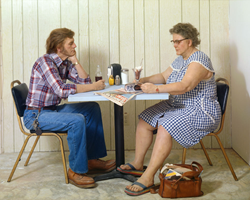 Duane Hanson, Self Portrait with Model, 1979. Polyvinyl chloride, coloured with oil, mixed-technique and accessories, Lifesize. Collection of Duane Hanson Estate