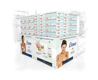Pistachio Cream Beauty Bar and Body Wash products on a new pallet display for Sam’s Club.