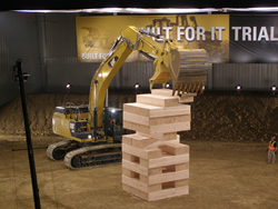 Cat places 600-pound block on top of the stack