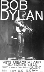 1965 Bob Dylan Vets Memorial Concert Poster