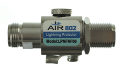 AIR802 LPNFNF N Female to N Female Bulkhead Lighting Protector 0 to 6 GHz with tri-metal plating for low intermodulation distortion (IMD)