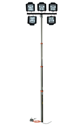 5 to 13.5' Telescoping Pneumatic Light Mast with Five Quartz Light Heads