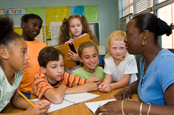 students and teacher in classroom