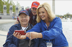 US Veteran under hospice care visits WWII Memorial in DC.