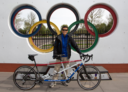 Army veteran Steve Baskis and his tandem bicycle.