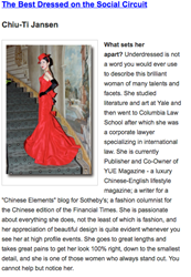 Daily Fashion Report discusses what sets Chiu-Ti Jansen apart in her style.