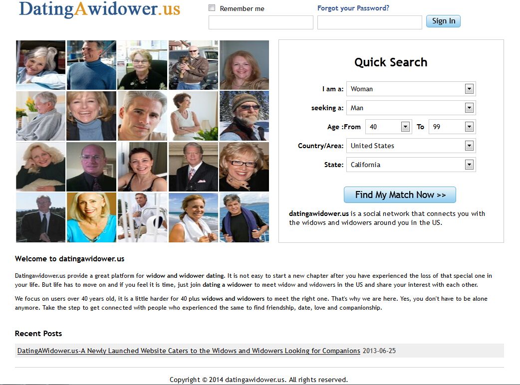 dating site for widows 40 and