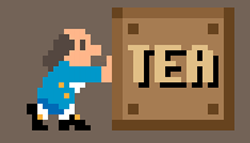 8-Bit Ben Franklin with a box of tea