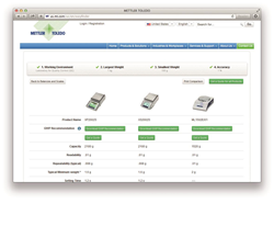 The web-based EasyFinder™ takes input on customers’ weighing needs and expertly narrows down the mass of product choices to a manageable shortlist of balances, scales or even terminals.