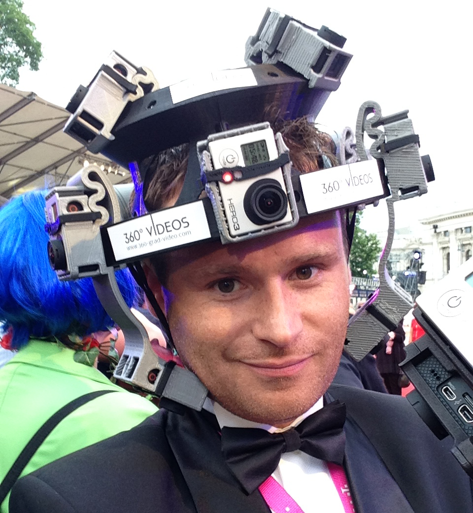 A 3d Printed Head Gear Represents The Novelty Of 360° Video Technology