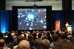 Eight well-attended plenary talks were among highlights of this year's event; above, Satoshi Miyazaki of the National Astronomical Observatory of Japan
