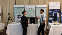 Derek Hamilton demonstrating the Azanefreezer and Azanechiller at ATMOsphere America 2014 in San Francisco