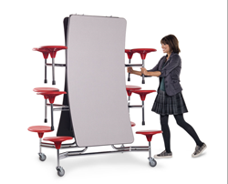 BioFit Afton mobile folding table folded lift adjustable torsion cap cafeteria