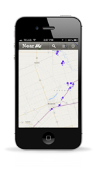 Smartphone showing Near Me(TM) software