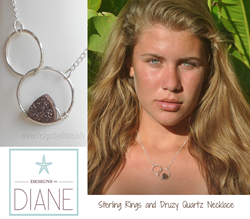 "Druzy on a Double Ring" Necklace from Designs by Diane as gifted at GBK's Celebrity Gift Lounge for the 2014 Primetime Emmys.