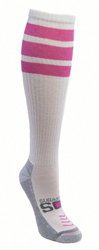 Sugar Free Sox Ladies Athletic Compression Sox with Retro Pink Tube Sock Striping