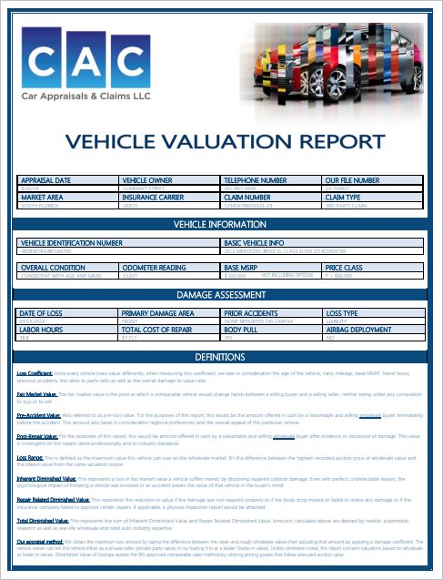 appraising car form