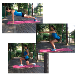 Push up squat and forward lunge
