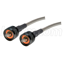 Amored IP68 C5e Cable, RJ45, Plug / Plug, ANOD Finish w/ FR-TPE Cable & Dust Caps