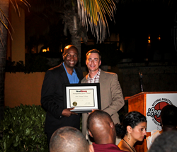 Glenn (left) with Clifford Carey of the HearStrong Foundation