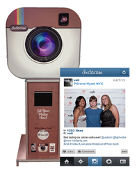 Guests Take a photo with Instagram from their Smart Phone or directly at the Kiosk.
