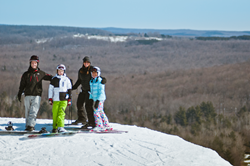 Snowboarders on Schuss Mountain