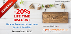 AlphaHolidayLettings.com Flash Sale - 20% Lifetime Discount