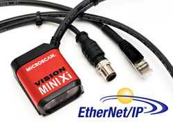 Vision MINI Xi Smart Camera supports EtherNet/IP, Ethernet TCP/IP, and RS-232 serial connectivity.