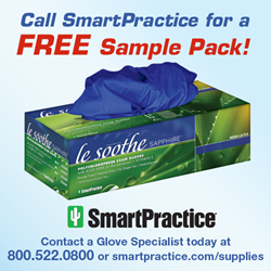 latex-free glove, latex free glove, non latex glove, vitamin E gloves, sapphire gloves, blue gloves, purple gloves, soothing gloves, dentists, hygienists, dental assistants, tactile sensitivity, poly gloves, polychloroprene
