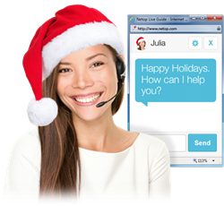 Chat operator greets customers with Happy Holidays message
