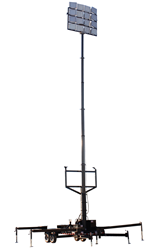 Trailer Mounted Fold Over Seven Stage Light Mast Equipped with Sixteen 400 Watt LED Light Heads