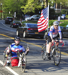 Veterans ride north from Washington D.C. at the 2014 Face of America.