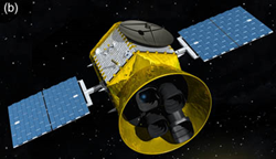 Detail from Figure 4 in "Transiting Exoplanet Survey Satellite," Ricker et al., one of the new journal’s first articles, shows an artist's conception of the TESS spacecraft and payload.