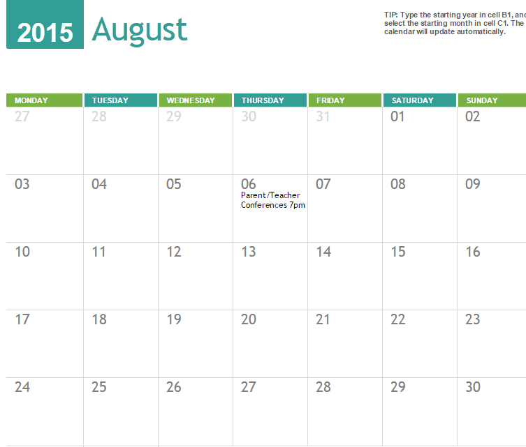 Teacher Calendar Template 2015 from ww1.prweb.com