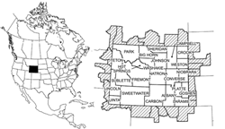 Project study area: counties of Wyoming, USA