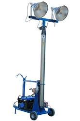 Pneumatic Light Mast Equipped with Two 1500 Watt Metal Halide Light Fixtures