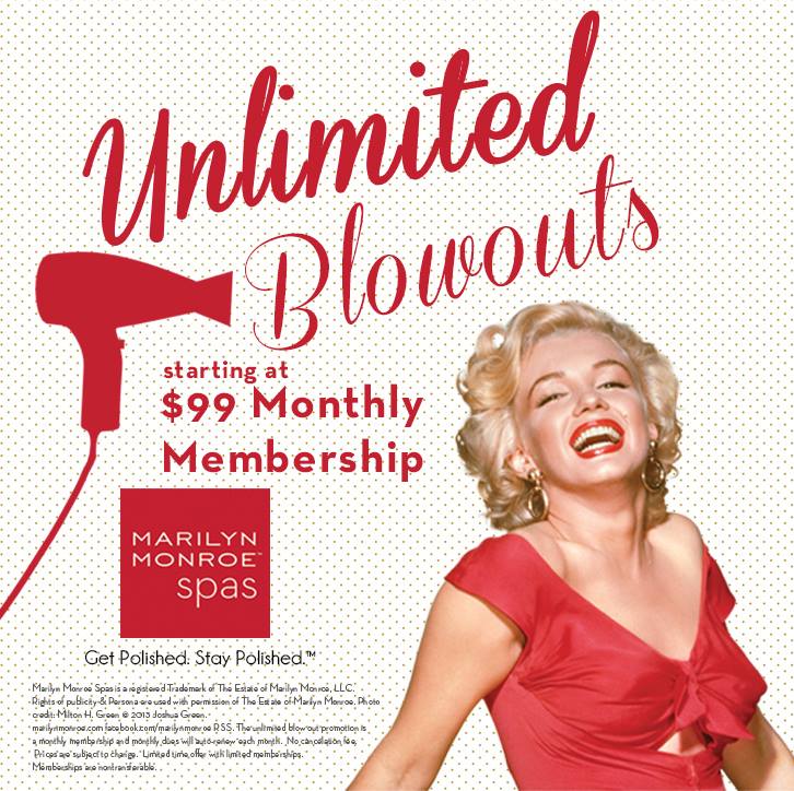 Marilyn Monroe™ Spas Launches Unlimited Blow Outs Monthly Membership Program  Starting At $99 Per Month