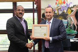 Hon. Gaston Browne, Prime Minister of Antigua & Barbuda (left) with Mr. Armand Arton (right)