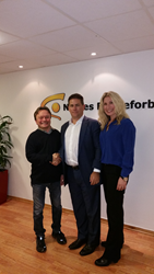 Photo of Atle Lunde, chairman of NABP, Kurt Mueffelman CEO, and Therese Barun of Cryptzone