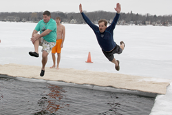 Rick Smith, General Manager and Eric Jorgensen, President/CEO of JX Enterprises take the plunge at last year's Ellen's Icebreaker for Cancer Research.