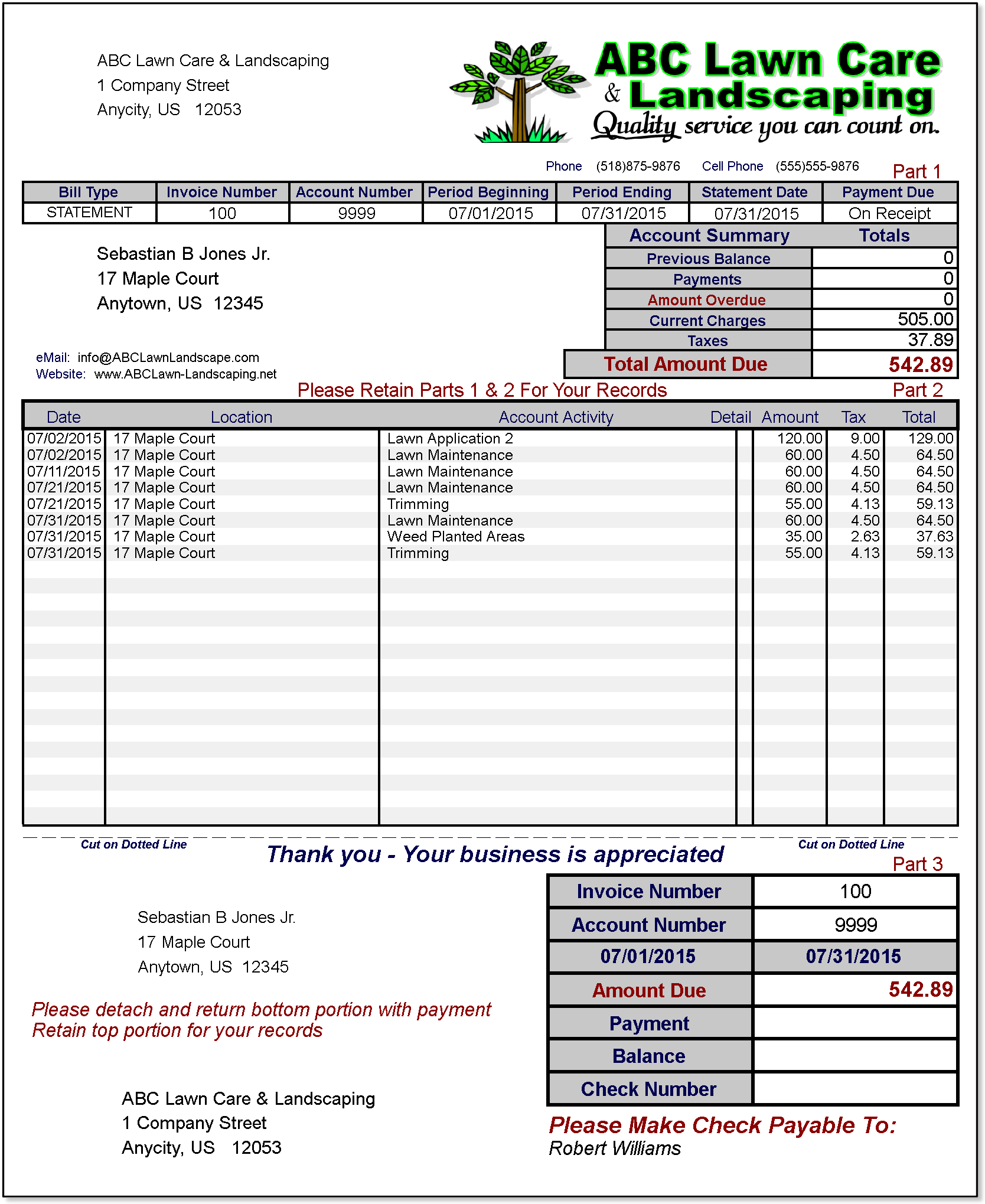 sample invoices