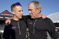 President George W. Bush and veteran Adam McCann.