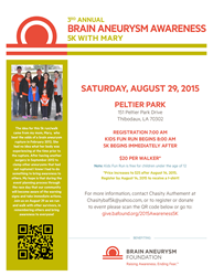 3rd Annual Brain Aneurysm Awareness 5K with Mary in Thibodaux, LA