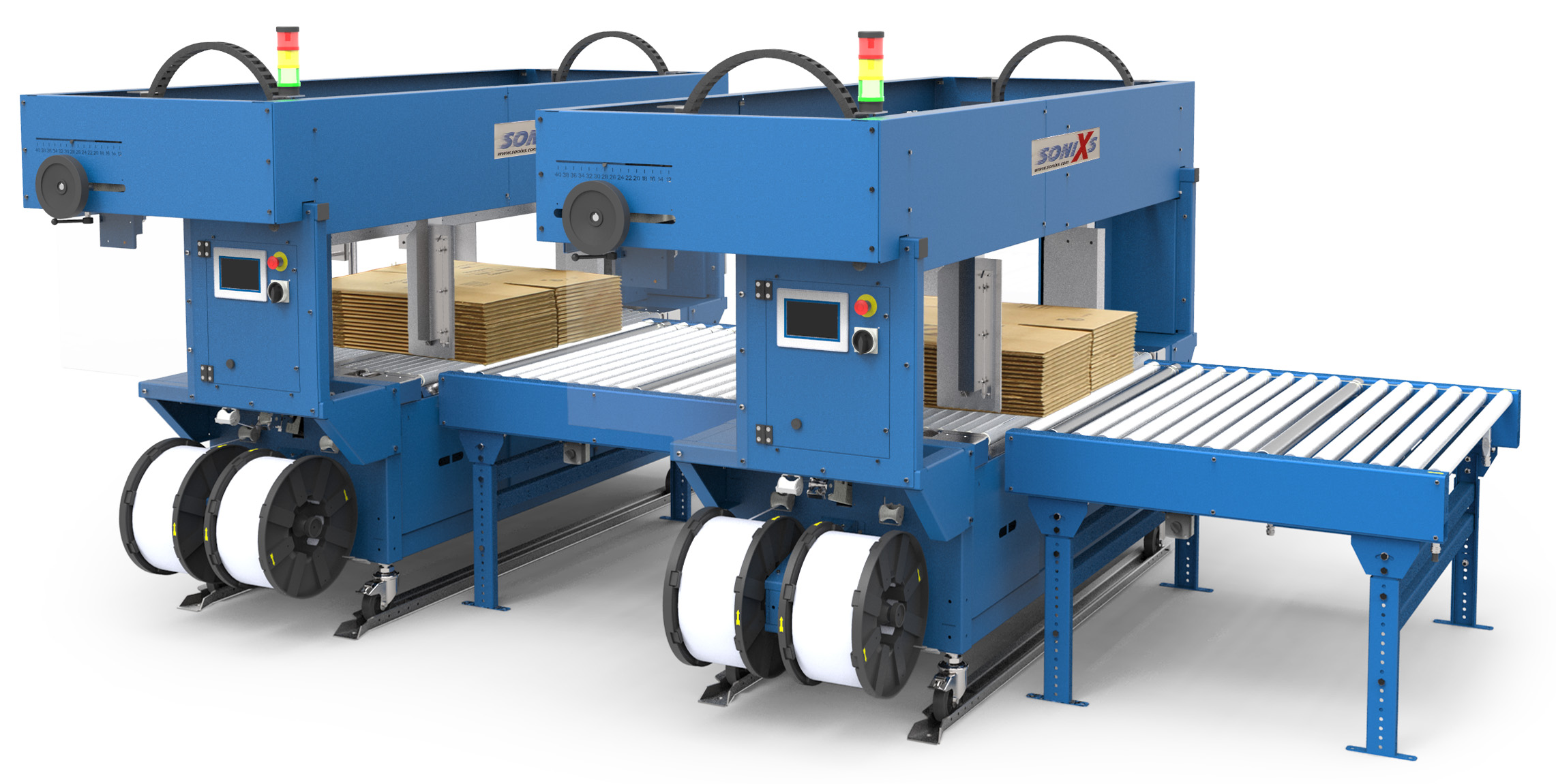Mosca Tandem Corrugated Bundle Squaring/Strapping System Raises the Bar