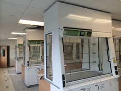 Framingham State University chemistry labs using only filtered fume hoods
