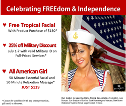 July Spa Specials 25% off Military Savings